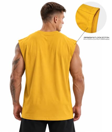 Image of SHODOX Men's 100% Cotton Tank Top | Round Neck Sleeveless Gym Vest | Loose Fit Casual Sportswear T-Shirt | Breathable & Lightweight Fitness Wear for Workout & Active Wear