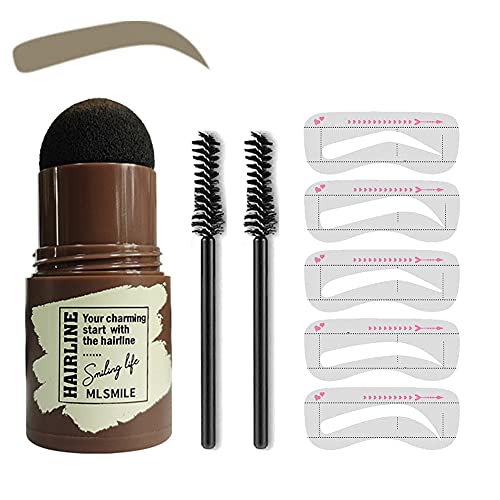 GL-Turelifes Kit de plantillas y sellos para cejas, maquillaje perfecto para sellos en polvo para cejas con 10 plantillas reutilizables para cejas y 2 pinceles para cejas (Marrón claro)