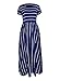 Lovezesent Women's Casual Loose Navy Striped Maxi Dresses Summer Short Sleeve High Waist Pleated A Line Long Dress Small
