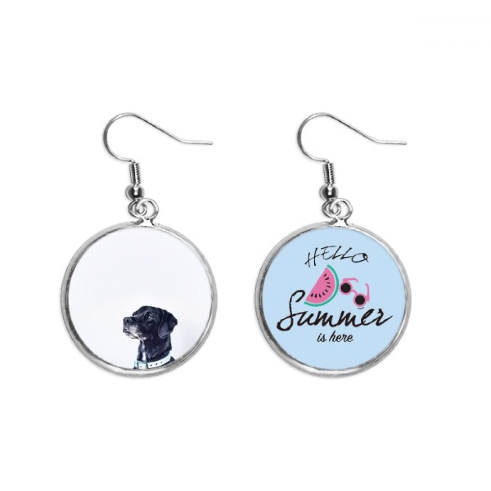 Pendientes de sandía con estampado fotográfico de perro blanco original 5