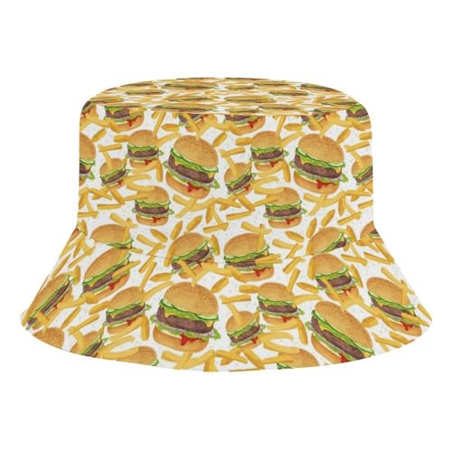 Hamburger and French FriesChildren's Bucket Hat for Boys and Girls, Breathable Summer Beach Hat50cm