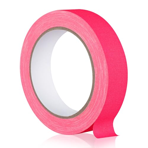 Image of GEYYANG Spike Tape, 1 inch x 20 Yards Pink Fluorescent Gaffers Tape, Black Light UV Reactive, Multipurpose Fluorescent for Stage Marking, Party and Art Crafts