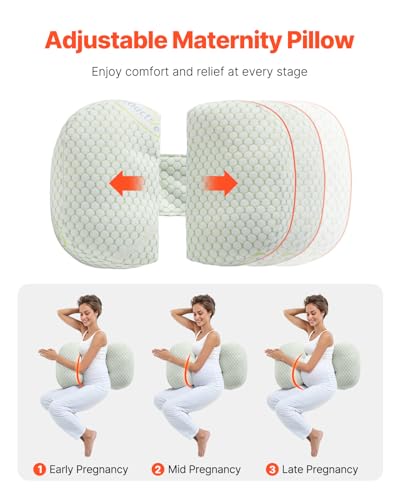 VEVOR Pregnancy Wedge Pillow, W-Shaped Maternity Pillow for Pregnant Women, Soft and Breathable Pregnancy Pillow with Removable & Washable Cover for Back Belly HIPS Support, Lightweight and Portable