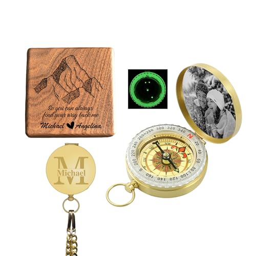 Brújula de bolsillo personalizada antigua de latón grabada, regalo ideal para hijo, esposo o papá miniatura 1