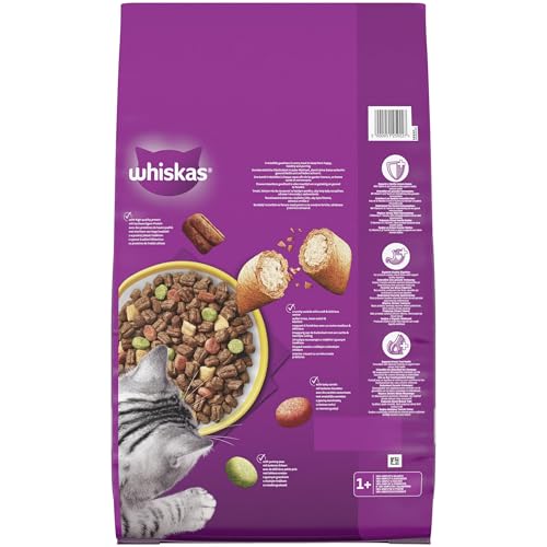 WHISKAS Trockenfutter für ausgewachsene Katzen 7kg mit Huhn
