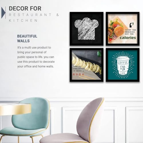 Image of kotart - Cooking Quotes Wall Posters with Frame for Restaurant Kitchen Cafe Wall Decor - Framed Kitchen Poster for Home and Kitchen (13x13 inch, Framed) Set of 4 (Art 10, Big)