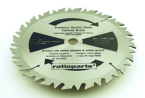 Ratioparts - Lama in Metallo Duro, 20 Denti, Diametro 250 mm, Diametro 20 mm, Spessore 1,8/2,8 mm, Colore: Nero