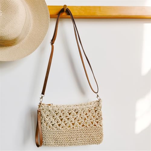 Mtsebmves Women Straw Crossbody Bag Beach Woven Handbag Adjustable Strap Handmade Rattan Shoulder Bags2