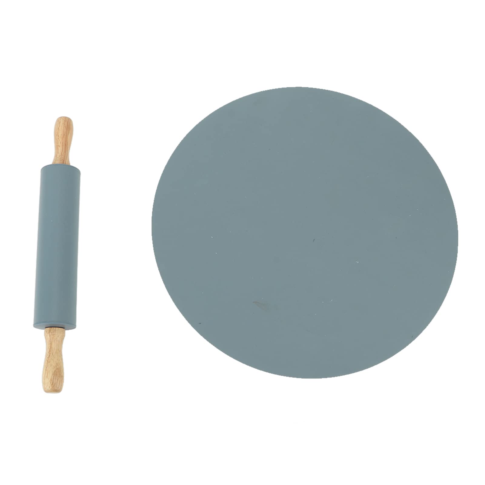 Ejoyous Juego de Alfombrillas para Hornear Repostería con Rodillo, Rodillo de Silicona con Almohadilla para Amasar para Hornear Masa Fácilmente, Pizza y Galletas para Panaderos Caseros (GREY)
