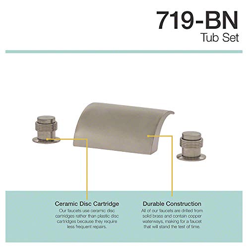 Mr Direct 719-Bn Brushed Nickel 2-Handle Mount Roman Tub Faucet #TOP3