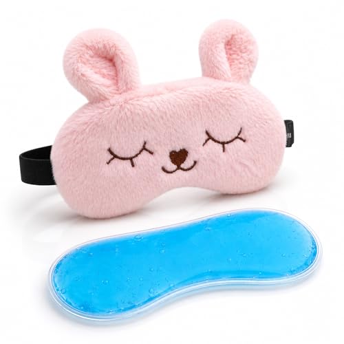 Image of Jenna Sleep Eye Mask with cooling gel for Men Women, Night Sleeping Mask & Blindfold, Block Out Light, Soft Comfort Eye Shade Cover for Travel Nap (Pink)