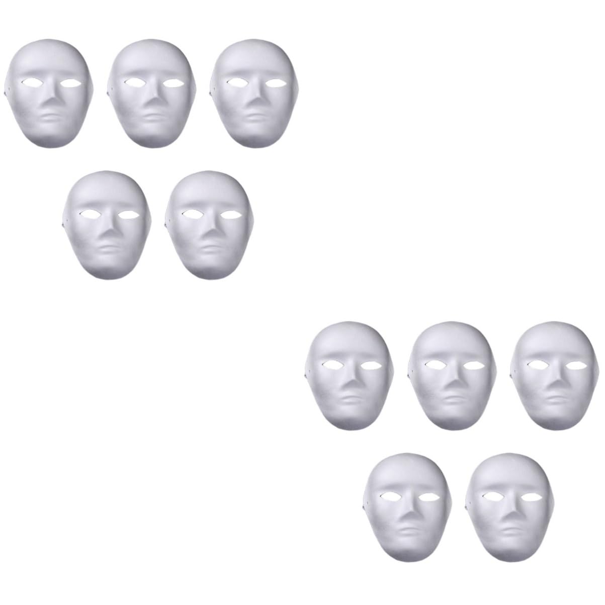 Toyvian 10 Pezzi Maschera Di Halloween Fai Da Te Purim Maschera Semplice Cosplay Vuota Vuota Da Dipingere Kabuki Trucco Uomini e Donne Ordinario Bianca