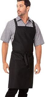 Chef Works Unisex Cross-Back Bib Apron, Black, One Size