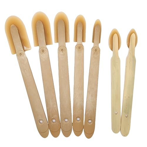 Image of JMIBASIC Caulk Smoothing Tool Set, Assorted 7 Sizes with 2 Corner & Narrow Spatula, Silicone & Sealant Grout Applicator, Rubber Caulking Finisher (Plastic (2 Wood))