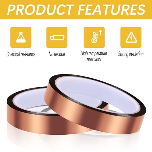 Image of 2 Rolls 20mm x 33m 108FT Up to 250℃(480℉) High Temperature Heat Resistant Tape for Sublimation,Heat Tape for Soldering, Electronics,Sublimation Press Vinyl, No Residue