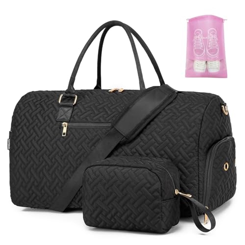 Image of Duffle Bag for Travel, Weekender Bag with Shoe Compartment, Carry On Overnight Bag for Women with Toiletry Bag, 50L Gym Bag with Wet Pocket, Hospital Bags for Labor and Delivery