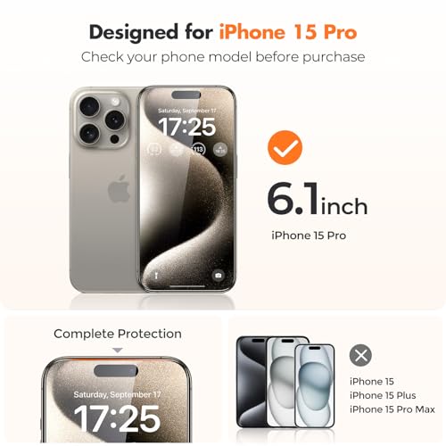 Image of UNBREAKcable Shatterproof Tempered Glass Screen Protector for iPhone 15 Pro [3-Pack] [Easy Installation Frame] [9H Hardness] [99.99% HD Clear][Bubble Free] for Apple 6.1 inch