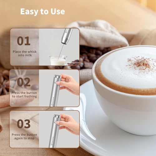 Maestri Home LunaFro Rechargeable Milk Frother,Stand & 2 Removable Whisks - Image 6