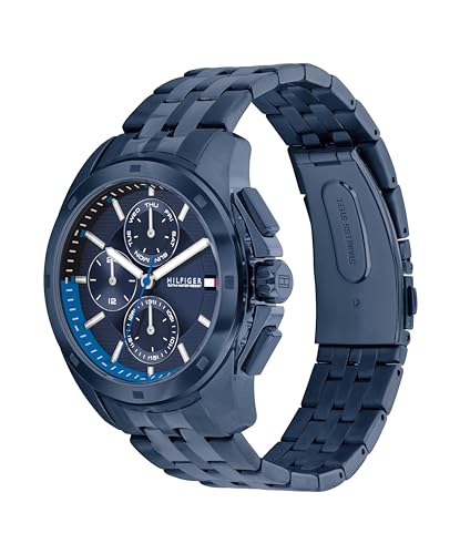 Image of Tommy Hilfiger Men's Blue-Tone Stainless Steel Bracelet Watch, 22 mm