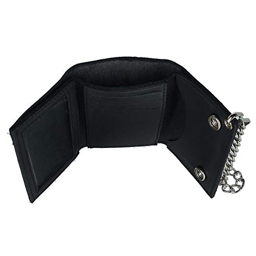 CTM Men's Leather Eagle Imprint Trifold Chain Wallet, Black3