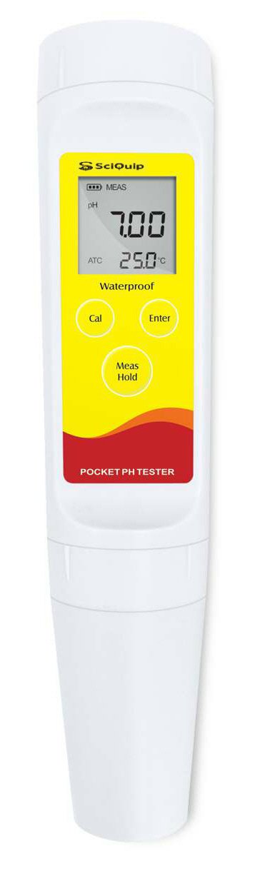 SciQuip pH-Meter – Advanced Pocket pH Tester including pH Buffer Solutions, Long Probe, Batteries and Carry Case