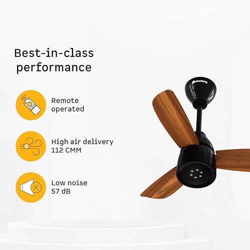 Image of atomberg Renesa Enzel 600mm BLDC Ceiling Fan with Remote | BEE 5 star |High Air Delivery|LED Speed Indicator |Low Noise |Sleek Design | Power Saving | 3 Year Warranty | Honey Maplewood