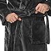 Yurhap Mens Fleece Robe, Soft Plush Robe for Men, Fluffy Bathrobe with Belt & 2 Pockets, Dark Grey, L-XL