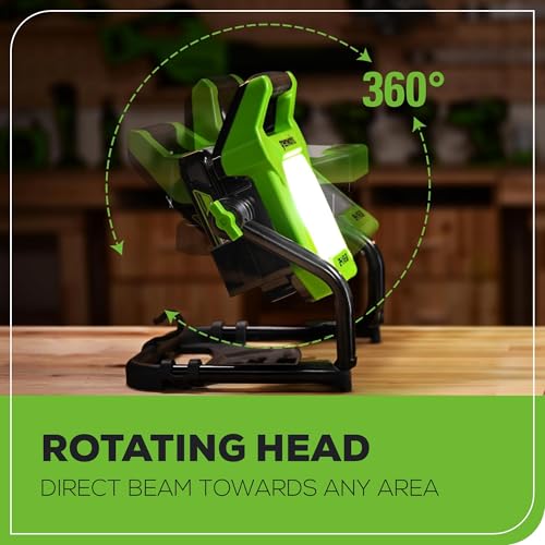 Greenworks 24V (AC/DC) 2000-Lumen LED Work Light, 360° Head Rotation, Tripod Mountable, Portable, Indoor/Outdoor Light, Flood Light, Tool-Only by Greenworks - Image 5
