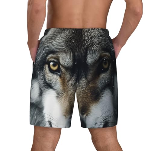 Men's Swim Trunks Quick Dry Board Shorts Forest Wolf Eyes Beach Shorts with Pocket Bathing Suits for Men3
