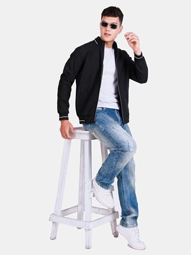 Image of Celary Men's Bomber Jacket Polyester Standard Length | Lightweight Casual Zip-Up Jacket | Stylish Slim Fit Outerwear for All Seasons