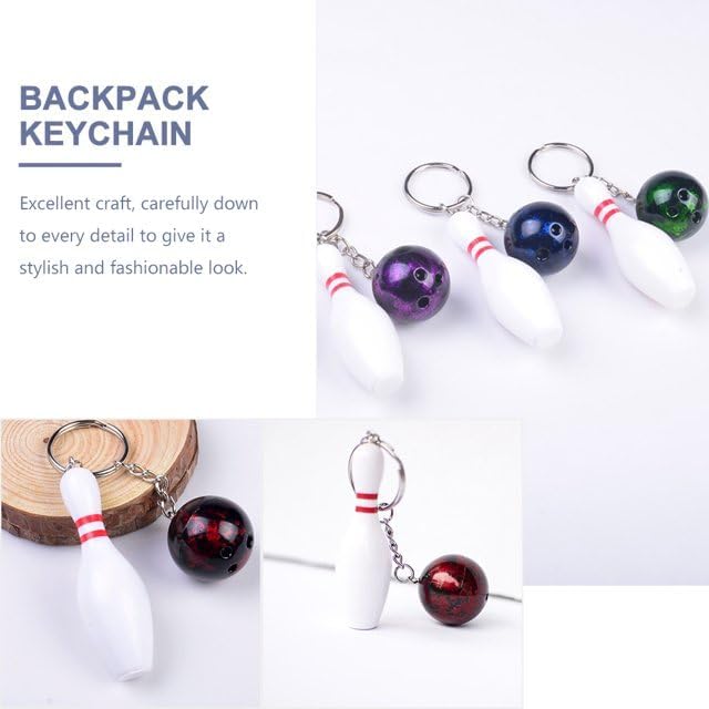 4 Pcs Multicolor Bowling Keychains, Sports Keychains Bowling Charms Purse Bag Charms Sports Party Favors Gifts (Red Green Blue Purple) - Image 4