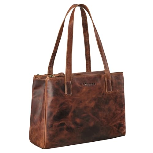 Tote bag grand sac besace pour travail en cuir marron avec bandoulière