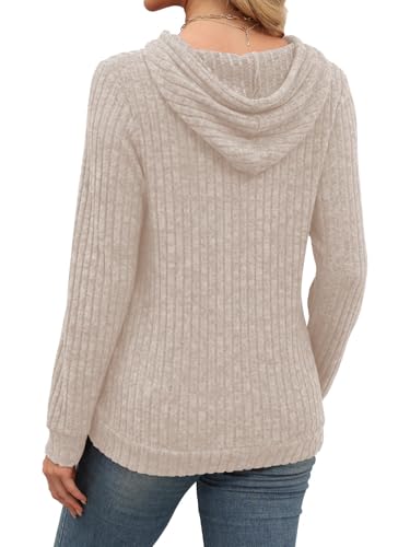 Lylinan Womens Soft Ribbed Knit Hoodie Sweaters Long Sleeve Pullover Shirts Lightweight Cozy Fall Tops4
