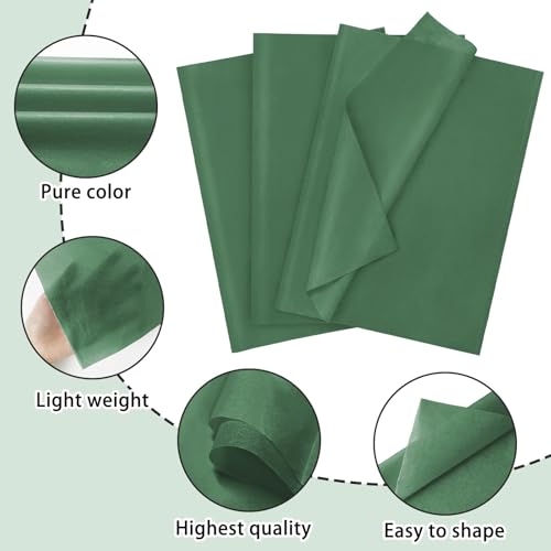 Image of 120 Sheets 20 inchX14 inch Forest Green Tissue Paper for Gift Bags Wrapping, Art Tissue Paper Bulk for Holiday Birthday Party Crafts Decoration (Forest Green)