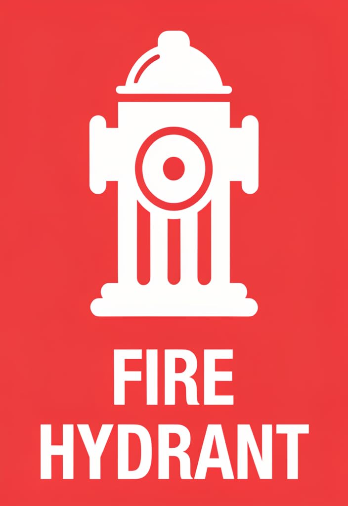peiyeety Fire Hydrant Tin Sign 12x8 Inch, Red and White Metal Wall Decor, Vintage-Style Safety Sign for Garage, Workshop, Home Bar, Office, Man Cave, Gift Idea