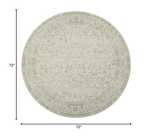 Tapete redondo BILEEHOME 6 pies lavable verde salvia miniatura 2