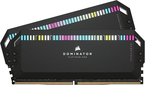 CORSAIR Dominator Platinum RGB DDR5 RAM 64Go (2x32Go) 6400MHz CL32 Intel XMP 3.0 Mémoire pour Ordinateur de Bureau - Noir (CMT64GX5M2B6400C32)