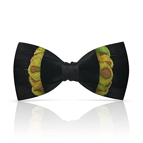 Image of Feather Bow Ties for Men Original Luxury Elegant Wedding Bow Tie Pre-Tied Handmade Mens Bowties for Tuxedo