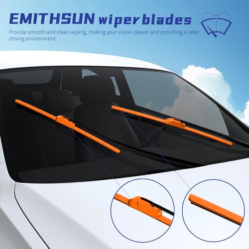 Image of OEM QUALITY 26 inch + 22 inch Premium All-Seasons Durable Stable And Quiet Orange Windshield Wiper Blades (Set of 2)