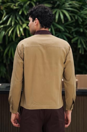 FABRIPPLE Men’s Full Sleeve Casual Jacket | Front Zip Jacket with Contrast Collar & Utility Pockets | Lightweight Regular Fit Casual Jacket for Men - Image 3