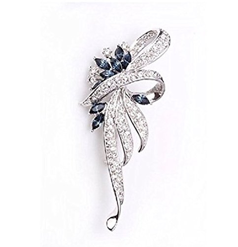 Brooch Queen Christmas Day Gift Elegant Rhinestones Blue Green Flower Wreath Cubic Zircon Brooch Pin