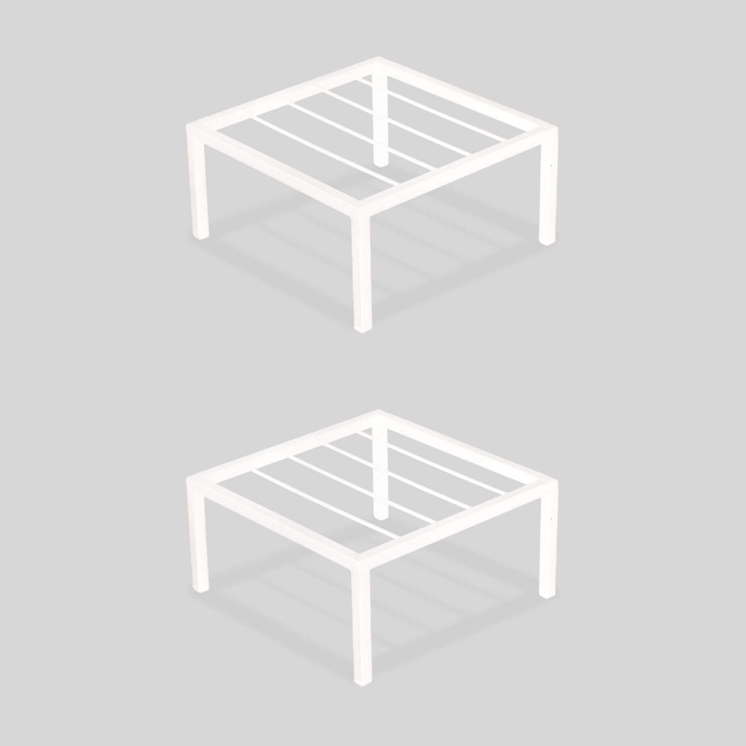 BonKaso Heavy Duty Square White Plant Stand, Pack of 2 Planter Metal Stand for Indoor Potted Plants, Outdoor Plant Stand for Home, Balcony, Garden with Space-Saving Design