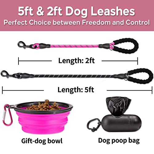 COOYOO 2 Pack Dog Leash 5 FT & 2 FT Heavy Duty - Comfortable Padded Handle - Reflective Dog Leash for Medium Large Dogs… - Image 7