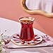 KARACA Bursa 12-Piece Turkish Tea Glass & Saucer Set 132 ml – Red Glass Tea Set for 6 People