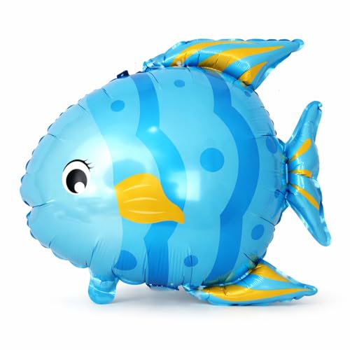 Image of Rozi Decoation Blue Fish Shape Aluminium Foil Balloon for Birthday Parties Decoration, Ocean Theme Party Decor Balloon for Kids Celebration & Baby Shower Pack of 1 Pcs