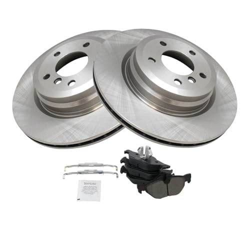 Image of TRQ Rear Brake Pad and Rotor Set Semi Metallic Compatible with 2013-2014 BMW X1