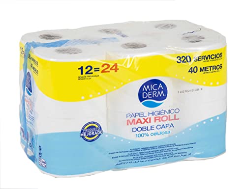 Marca Blanca - Micaderm Papel Higiénico Maxi Roll Doble Capa, 12 rollos