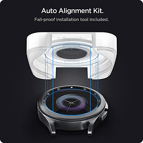 Spigen Tempered Glass Screen Protector [GlasTR EZ FIT] designed for Galaxy Watch 4 Classic (46mm) - 2 Pack