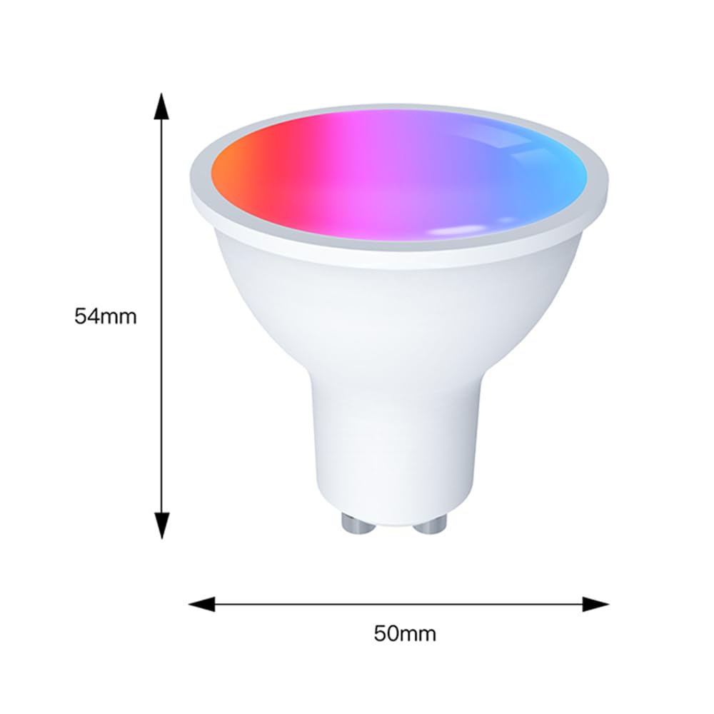 MOES Bombilla Inteligente Led gu10 Wifi y Matter, RGB 2700K-6500K Regulable Calida/Blanco Frio, Compatible Con Alexa/Google Home,Apple HomeKit,Smart Things, Paquete de 4