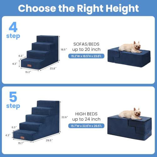 Image of Aodisman Dog Steps for Bed & Couch,18.5 inch H 4-Step Pet Stairs for Small Dogs